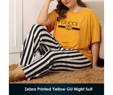 Zebra Printed Yellow GU Night Suit